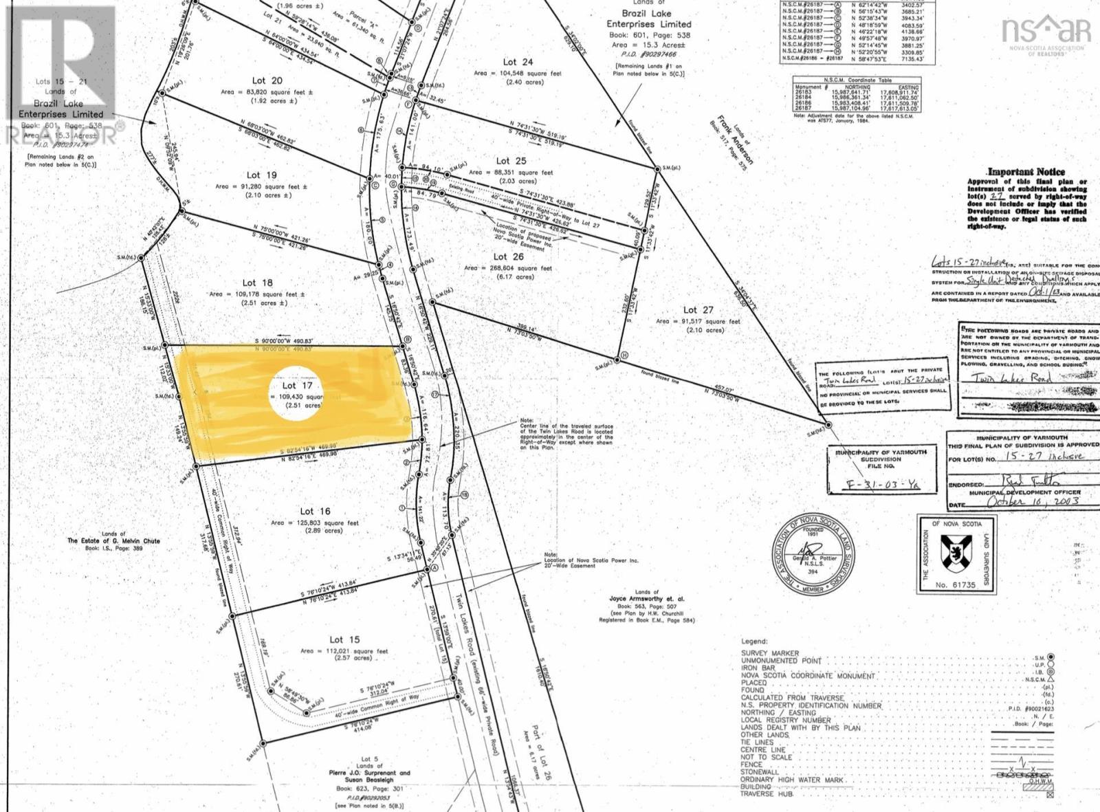 For sale Lot 17 Twin Lakes Road, Port Maitland, Nova Scotia B5A5L4 202215813 REALTOR.ca