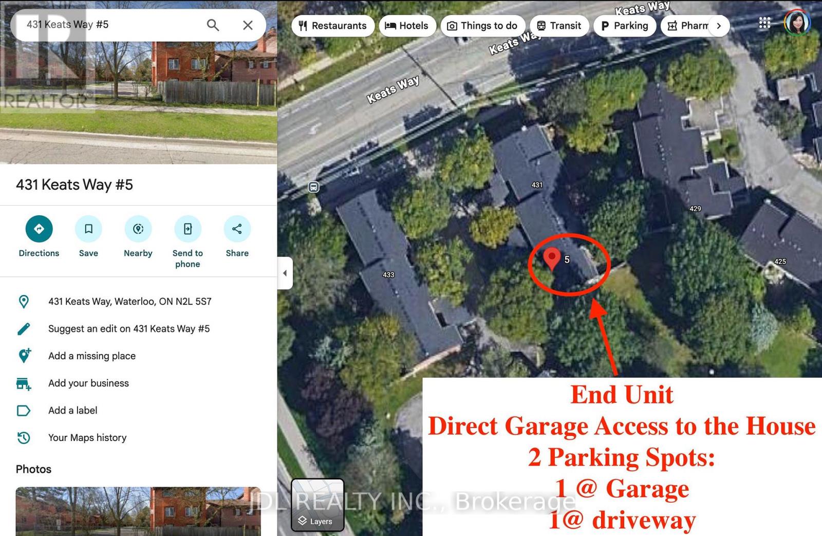 5 - 431 KEATS WAY, Waterloo, Ontario N2L5S7