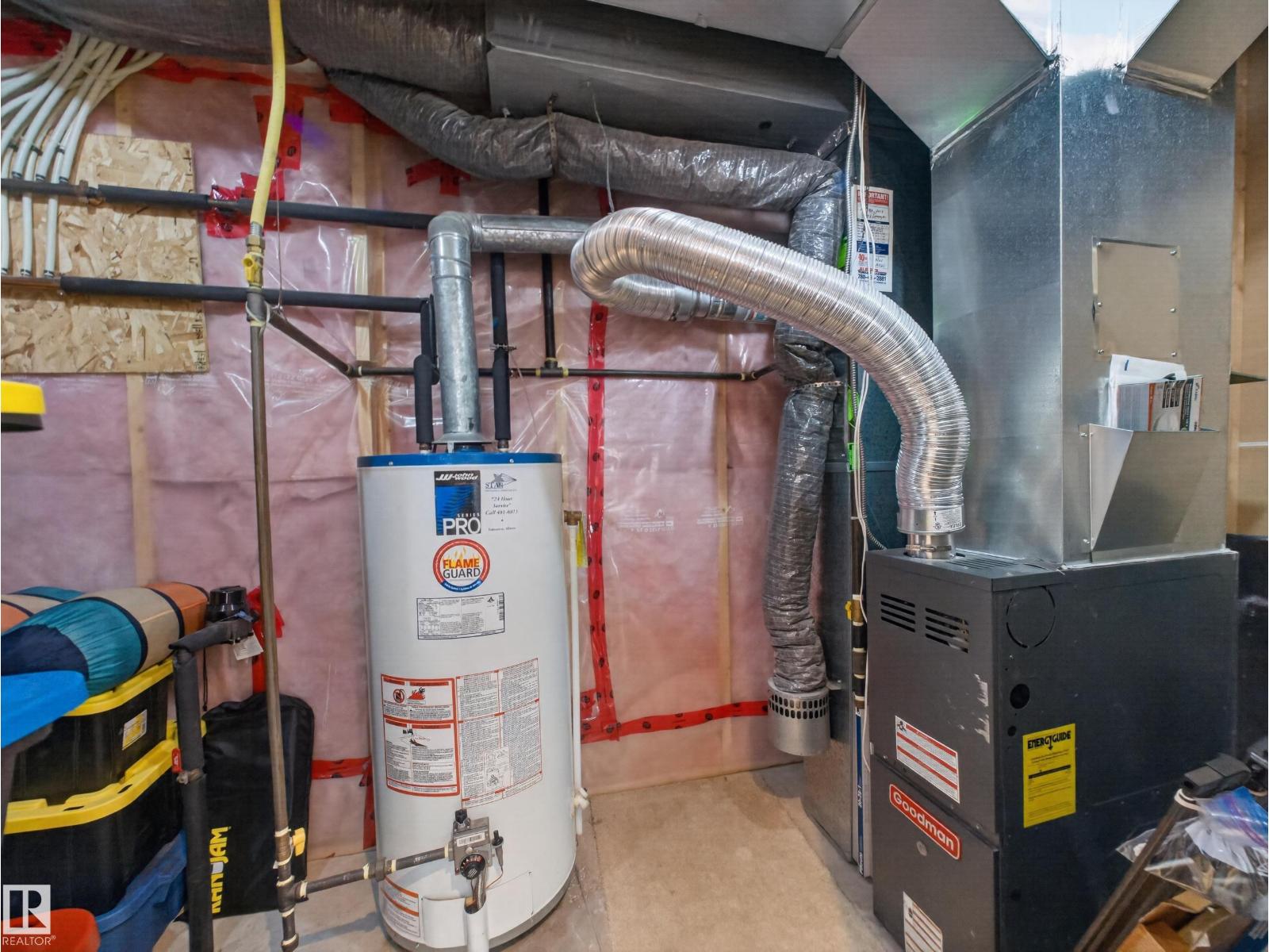 Utility room with the furnace and hot water tank