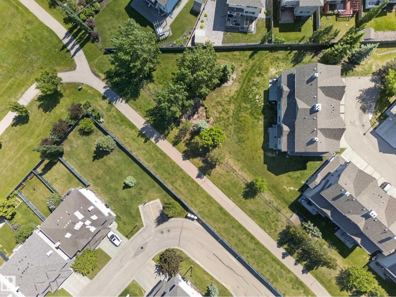 Aerial view of the walking paths and green space